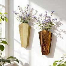 Vase mural en bois, jardinière suspendue de style bohème, convient pour les feuilles d'eucalyptus et la décoration de fleurs séchées, étagère de décoration de maison de style nordique, convient pour le salon et la chambre à coucher - A - Voir 6