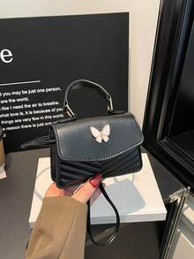 Tas Tangan Wanita Modis Gaya Baru Retro Serbaguna Tas Selempang Tas Bahu Bertekstur - Hitam - View 11