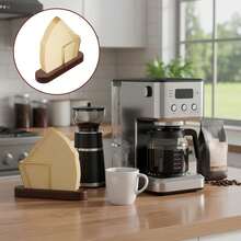 1 pièce Support de filtre à café en bois de noyer naturel, support de filtre à café vintage pour infusion, accessoire de café pratique pour la maison, étagère de rangement de bureau polyvalente, convient pour la cuisine de la maison et les fournitures scolaires - Multicolore - Voir 4