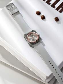 REBIRTH 1pc Women's Retro Square Dial Quartz Watch, Suitable For Daily Wear - Grey - View 5