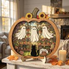 Cross-Border Halloween Healing Ghost Pumpkin Lantern Wooden Ornament Creative Bookshelf Storage Decor Holiday Gift - 1PC - View 7
