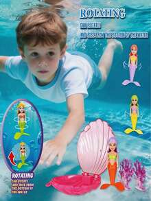 Kinder Meerjungfrau Poolspielzeug, transparente Muschel Meerjungfrau, Sommer Poolparty Geschenk, Strandspielzeug, Poolspielzeug, Badespielzeug - Verschiedenfarbig - Übersicht 4