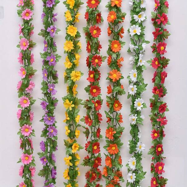 190CM Artificial Daisy Vine For Wedding Home Room Decoration Spring Autumn Garden Arch Christmas Rattan DIY Fake Plants Vine