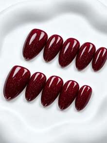 Shecass 10pcs Handmade Press-On Nails Short Length Suitable For Summer Vacation Graduation Party - Multicolor - View 3