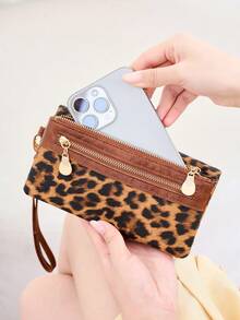 FOREVER MIYIN Minimalist Leopard Print Women Wallets, Multi Card Holder Wristlet Coin Purse, Large Capacity Passport Organizer Bags For Daily Travel Essentials - Multicolor - View 4