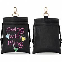 1PC Diamond Letter Design Golf Bag With Drawstring Closure, Portable And Durable Faux PU Golf Ball And Tee Storage Bag, Ideal For Golfers - Multicolor - View 4