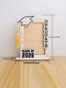 Marco de fotos de madera con borlas para graduación 2026, soporte de escritorio vertical para exhibir fotos de graduación, adecuado para decoración de fiesta de graduación y como regalo conmemorativo - A - Ver 6