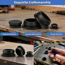125pcs Black Rubber Plugs, 8 Sizes Silicone Plugs For Round Holes, 1" 3/4" 5/8" 1/2" 3/8" 5/16" 1/4" 1/5", Rubber Plug Set, Suitable For Furniture, Office, Kitchen, Car - Multicolor - View 2