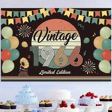 60th Birthday Decoration Set, Unisex, Includes Pre-Set 1966 Vintage Banner Party Decorations And 1966 Backdrop, Suitable For 60th Birthday Party Or Retirement Party Decoration - View 2