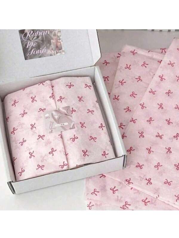 Juego de 30/20/10 hojas de papel de regalo con patrón de lazo rosa - Papel de seda translúcido, 19.69x13.78 pulgadas, adecuado para decoración de regalos, envolver ramos, forrar cajas de regalo, manualidades DIY, Día de la Madre, Día de San Valentín, Navidad, boda, graduación, cumpleaños, fiesta, Acción de Gracias y otros envoltorios de regalos festivos