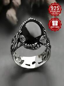 1pc 925 Sterling Silver Ring, Forest Treasure, Size 6-11, Suitable For Women Or Couples Daily Wear, Comes With Gift Box - Silver - View 2