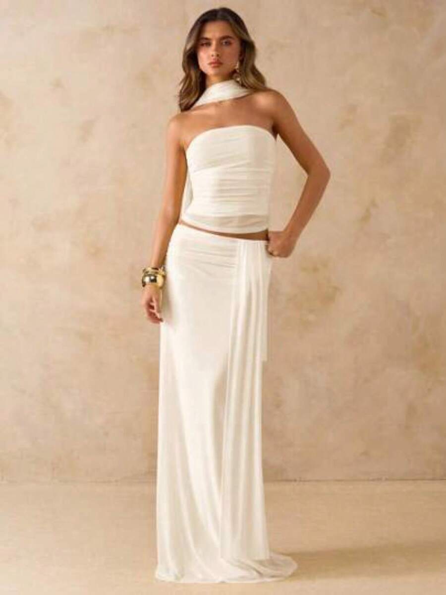 Women Midi Dresses - 杏 - 查看 1