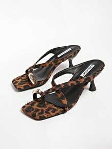 5cm New Colorblock Minimalist Thong Wedge Sandals Women 2025 Summer Open Toe High Heels - Brown - View 3