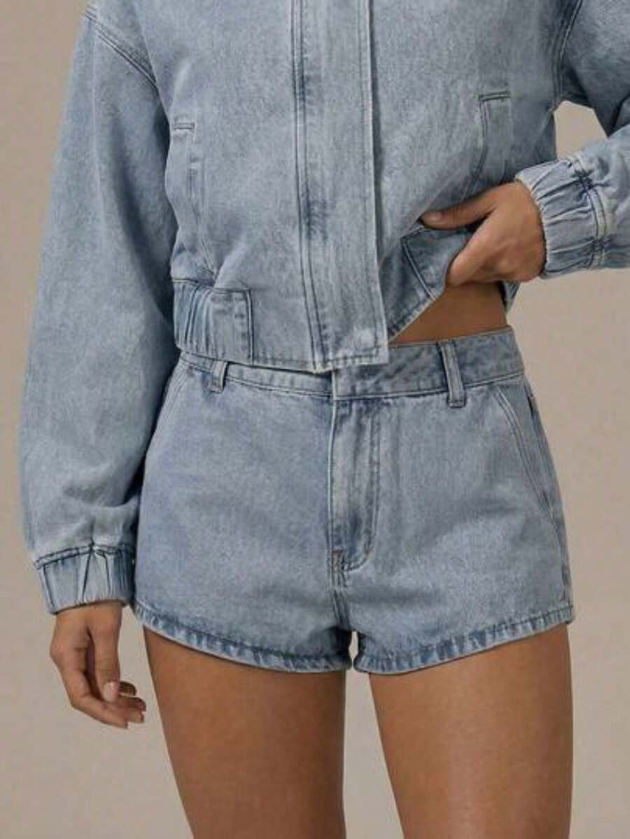 Mini Denim Shorts Spring Summer Cute Cosy Cottage Core Spring Dew - Celeste - Ver 1