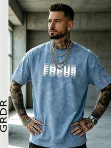 GRDR | Men's Retro Minimalist Washed Short Sleeve T-Shirt | Suitable For Summer Wear | Comfortable & Breathable | Fashion - Baby Blue - View 3