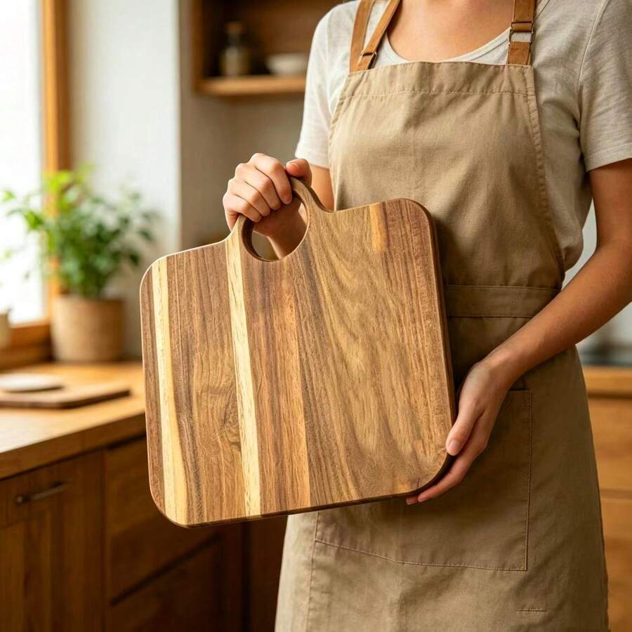 1件紅木圓柄切菜板,木製餐盤,鄉村風廚房砧板,適用於壽司、牛排、披薩、甜點、蛋糕、麵包、冷盤拼盤 - 紅木色 - 查看 1