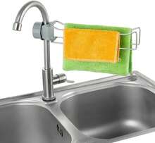 QIHS Kitchen Sink Towel Holder, Stainless Steel Dish Cloth Rack, Adjustable Faucet Mount Drying Hanger For Dishrag, Gloves, Gray - White - View 1