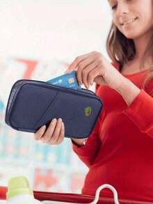 Multifunctional Travel Passport Holder, With Zipper, ID & Bank Card Slots, Phone Compartment - Multicolor - View 5