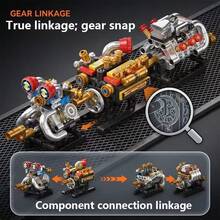Juego de bloques de construcción de motor mecánico, kit de modelo de pistón y biela funcional, bloques de juguete DIY, bloques de construcción para aliviar el estrés, kit de modelo de coche coleccionable, juguete de ensamblaje de válvulas para niños, gran regalo de cumpleaños/Navidad. - Multicolor - Ver 4
