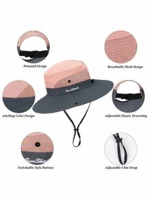 1pc Unisex Sun Protection Bucket Hat, Women's Summer Sun Hat, Outdoor Quick-Dry Hat, Suitable For Matching With Summer Outfits And Dresses - A - View 4