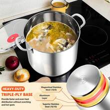 TAIMASI 12-Quart Stock Pot, 18/10 Stainless Steel Stockpot With Lid For Cooking Simmering Soup Stew, Heavy Duty Cookware Works W/Induction, Non-To-Xic & Corrosion Resistant, Dishwasher Safely Christmas Thanksgiving Home Kitchen Cooking Cookware Supplies - View 4