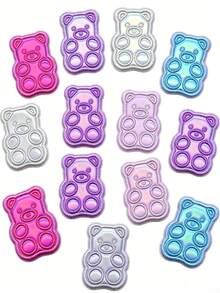 4pcs/9pcs/10pcs/13pcs/7pcs Gummy Teddy Bears Patch Animal Mini Set Applique Embroidered Iron On - Multicolor - View 12
