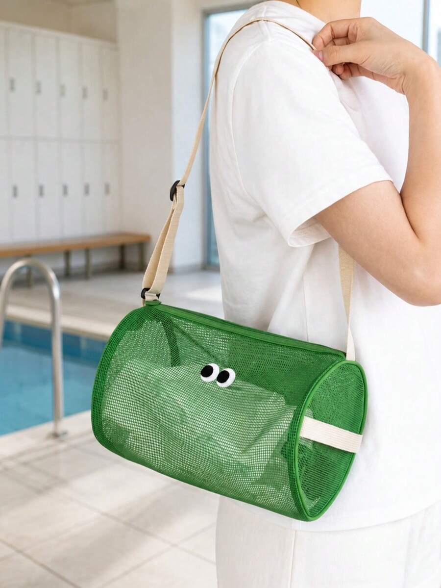 1pc Large Capacity Mesh Beach Bag, Lightweight Breathable Quick-Dry Toiletry And Shower Organizer Bag With Adjustable Shoulder Strap, Travel And Cruise Essential, Suitable For Beach, Pool, Gym And Bathroom - Multicolor - View 1