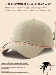1 pieza Gorra de béisbol casual de unicolor con tamaño ajustable - Caqui - Ver 4