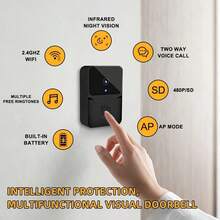 1PC Smart WiFi Video Doorbell, Wireless Security Doorbell With Built-In Battery, Two-Way Audio, USB Rechargeable, 2.4G WiFi Supported, 400mAh Battery, Long Playtime, Home Smart Security Device - View 2