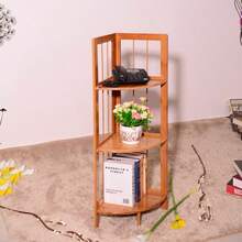 One Bamboo Corner Shelf/Rotating Shelf. Made Of Bamboo, It Offers Convenient And Space-Saving Storage. Multiple Tiers Are Available. Suitable For Various Settings Including Living Room, Bathroom, And Bedroom. - View 3