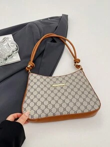 Large Capacity Versatile Women's Monogram Shoulder Bag 2026 Spring New Underarm Bag Wholesale - Khaki - View 10