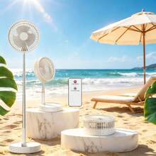 Este ventilador portátil retráctil y recargable por USB cuenta con una batería de 3600 mAh, control remoto y cuatro velocidades ajustables para satisfacer diversas necesidades. Su funcionamiento silencioso lo hace ideal para la oficina, exteriores, viajes, camping y dormitorios. Ligero y fácil de transportar, cuenta con un asa retráctil para guardarlo cómodamente. - Multicolor - Ver 14