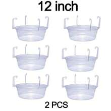 2/6pcs Transparent Round Plastic Hanging Baskets With Drip Tray, 6/8/10/12 Inch Hanging Plant Trays With Built-In Hooks And Water Catching Pans, Space-Saving Design For Indoor/Outdoor Home, Office, Cafe, Balcony - Hanging Flower Pot Tray - View 20
