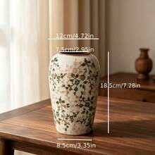 Vintage Ice Crackle Ceramic Vase, Light Luxury Pastoral Decor For Living Room, Hydroponic Flower Arrangement, Dried Flower Holder, Lotus Style, Satisfying Gift - 1PC - View 7