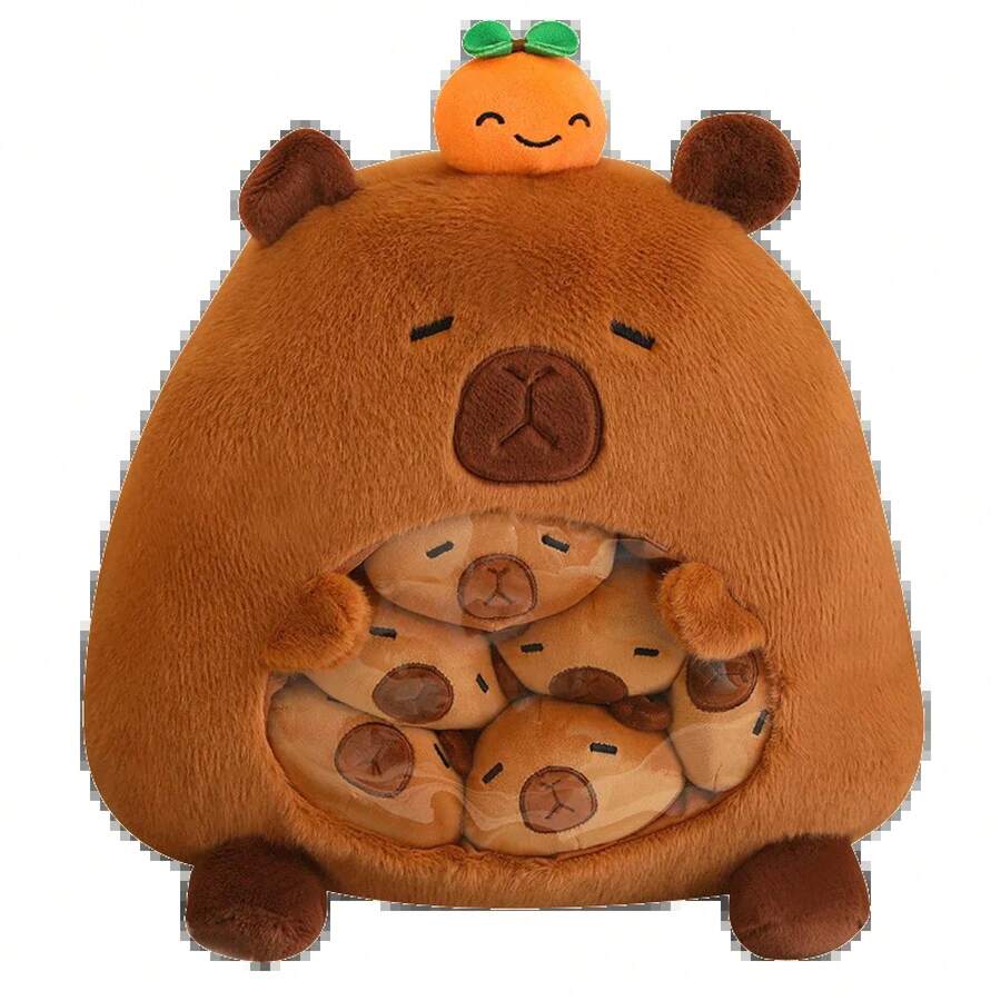Un bolsa de serpientes, almohada de felpa, lindo té Boba, galletas, juguete de peluche, pudín, pastel, alienígena, murciélago, peluches, abrazo, almohada, regalo de cumpleaños - Capibara de 35 cm - Ver 1