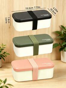 Creative Minimalist Lunch Box Set, Rectangular Bento Box With Knife, Fork And Spoon, Large Capacity Divided Food Storage Container, Portable Outdoor Food Box, Perfect For Students And Office Workers - Multicolor - View 11