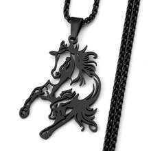 Collar de cadena de acero inoxidable color plata con diseño de poni animal suave, estilo carreras de caballos, para mujer y hombre, joyería de regalo de nuevo diseño - collar - Ver 4