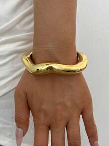 3/1pc Vintage Minimalist Casual Style Women's Green Wave-Shaped Acrylic & CCB Material Open Ring Bracelet, Suitable For Daily Wear, Stackable, Perfect Gift For Holidays - Green - View 8
