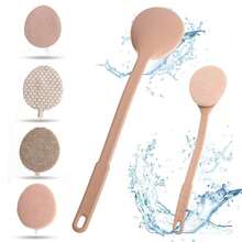 Cepillo de baño exfoliante 4 en 1 con mango largo, cepillo para la espalda, cepillo de ducha, esponja de limpieza corporal - Multicolor - Ver 5