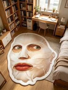 1 pieza Alfombra de piso con patrón de máscara facial abstracta, alfombra decorativa, decoración de dormitorio, alfombra pequeña, alfombra, decoración del hogar, alfombra de sala de estar, alfombra pequeña de sala de estar, alfombra de dormitorio, decoración del hogar de sala de estar, alfombra de exterior, alfombra lavable - Multicolor 19 - Ver 4