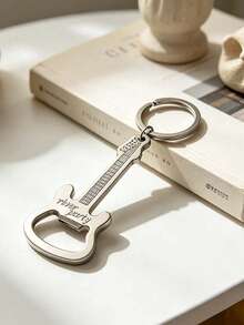 2pcs Guitar-Shaped Bottle Opener Keychain Set, A Unique Gift For Guitar Players, Practical Bar Accessory - Multicolor - View 4