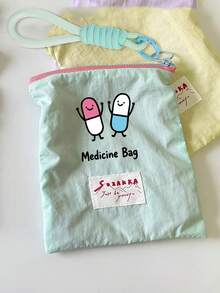Macaron Color-Block Storage Bag With Lanyard, Medicine Storage Bag, Passport Storage Bag, Can Be Hung On Bags For Organizing Pills And Small Accessories, Document Storage Bag, Large Capacity Makeup Bag, Nylon Zipper Toiletry Bag, Makeup Bag, Convenient Thin Lipstick Storage Bag, Coin Purse, Toiletry Bag, Travel Essential, Back To School Gift, Suitable For Organizing Pills, Small Accessories, Capsules, Chewable Tablets - Multicolor - View 16