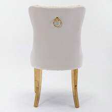 Set Of 2 65 Cm Dining Chairs In Velvet For Kitchen And Dining Room - 米色 - 查看 6