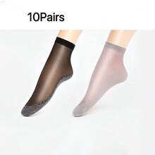 2 Pairs Women's Transparent Mid-Calf Socks, Lightweight Breathable Sheer Stockings, Summer Cooling Socks, Daily Wear Non-Slip Socks - Multicolor - View 10
