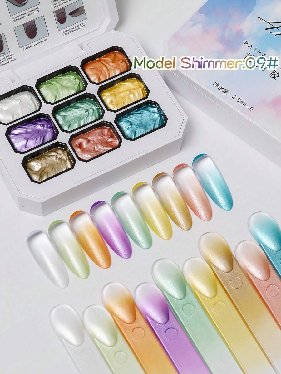 AiFer 9 Colors Shimmer Painting Solid Gel Nail Art Pigment - No Wipe, 3D Textured Oil Painting Designs For Manicure DIY & Salon Use For Summer