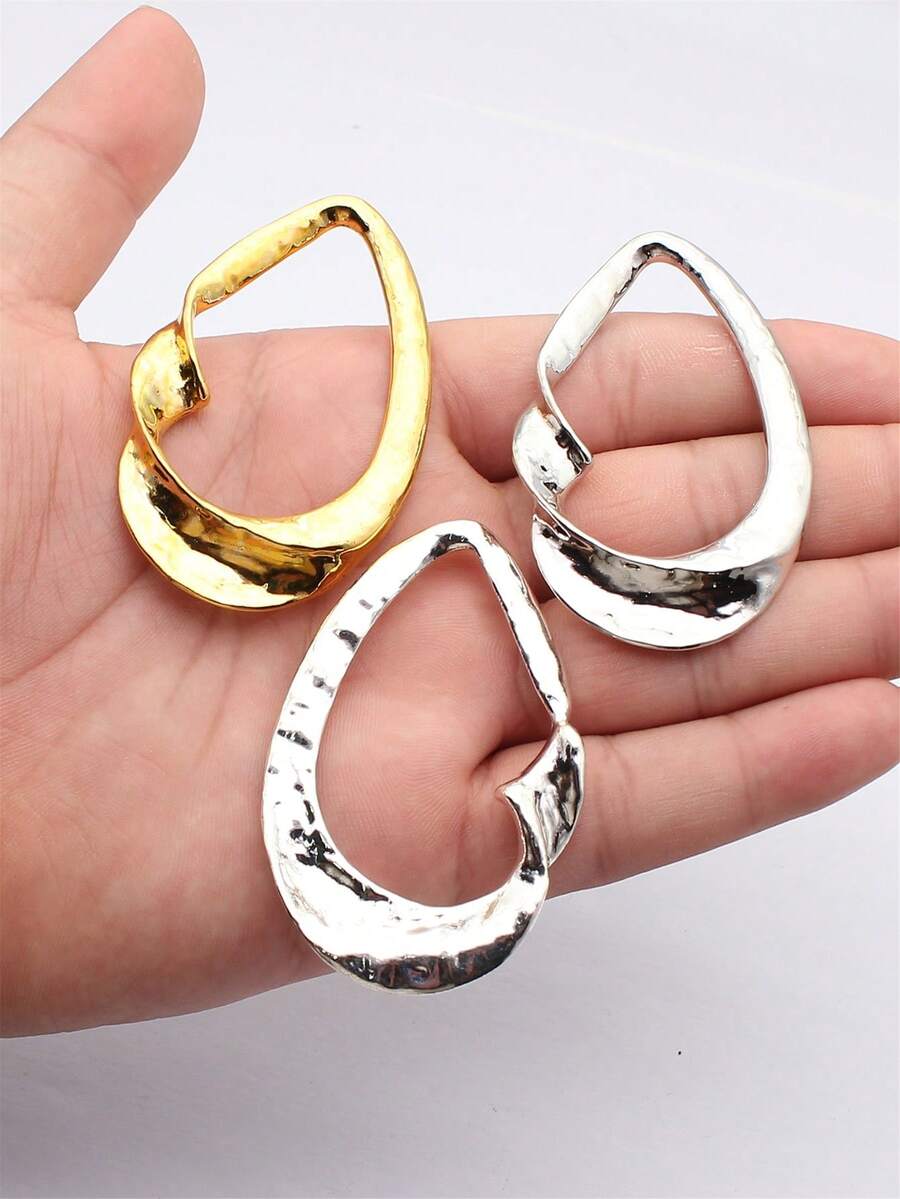 1 buah liontin berbentuk tetesan air mata berlubang besar berukuran 68x43mm untuk pembuatan perhiasan DIY, kalung, gantungan kunci, rantai ponsel, dan aksesoris pembuatan gelang. - Liontin berbentuk tetesan air mata yang dipelintir dan berongga - View 1