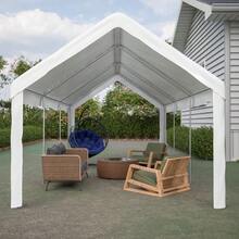 3x6m Vehicle Shelter – Double Sectional Door For Full Access, Robust And Watertight Construction – Removable Roof And Side Panels - White - View 6