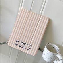 1pc Colorful Striped Print Tablet Protective Case With Pen Slot, Multi-Angle Magnetic Stand, Auto Sleep/Wake Support, Compatible With IPad PRO/AIR, Pad 5/6/7, Matepad - Multicolor - View 5