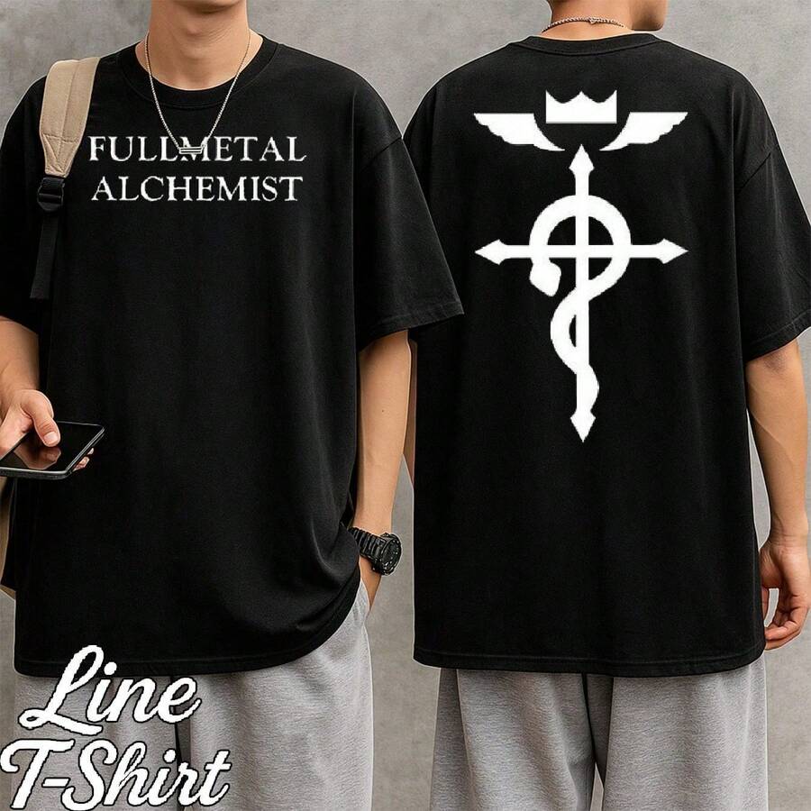 Camiseta Full Metal Alchemist Anime Manga Fantasía Animación Japonesa Geek Unisex Hombre Mujer 100% Algodón Premium Streetwear Nuevo Lanzamiento Envío Inmediato Varios Colores! ! - Gris - Ver 1