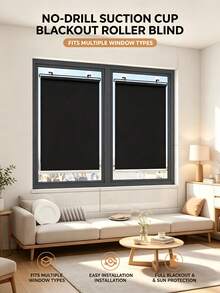 1/2/4pcs Portable Blackout Roller Blinds With Suction Cups, Sun Protection, Heat Insulation, Privacy Window Shades, No Installation Required, For Home/Bedroom/Office/Bathroom/Storage Room, Car Sunshade, Suitable For Families And Travelers - Full Shading - View 2